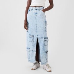 Gap Trendy Denim Maxi Skirt with Pockets